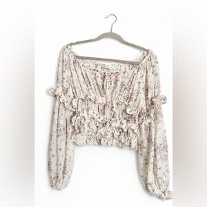 Pinch Ivory Floral Blouse with Ruffles